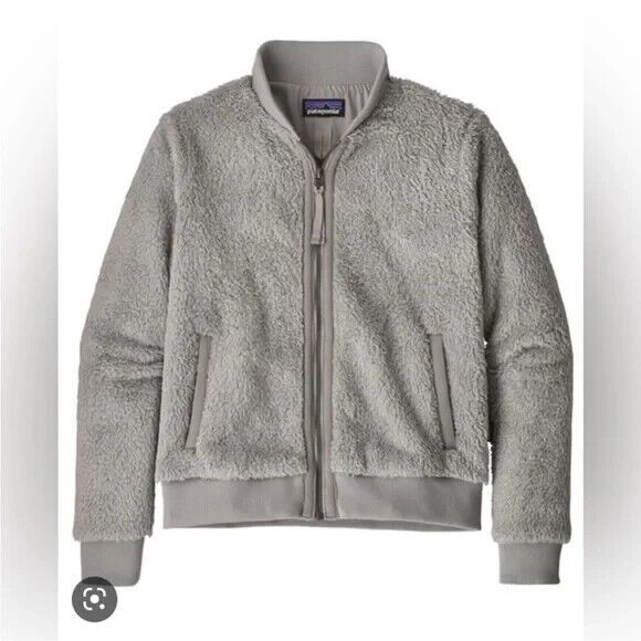 Women's Patagonia Los Gatos Gray Fuzzy Fleece Zip Up Bomber Jacket Small